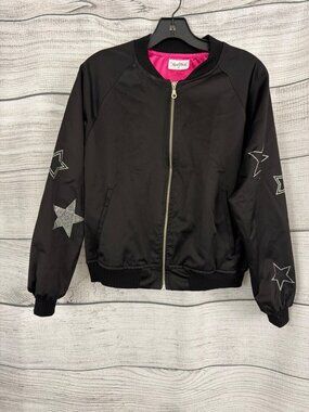 Lauren Moshi Levelle Satin Bomber Jacket Size XS